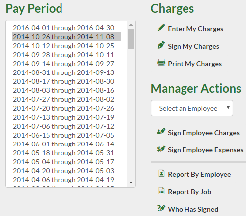 Pay period selection